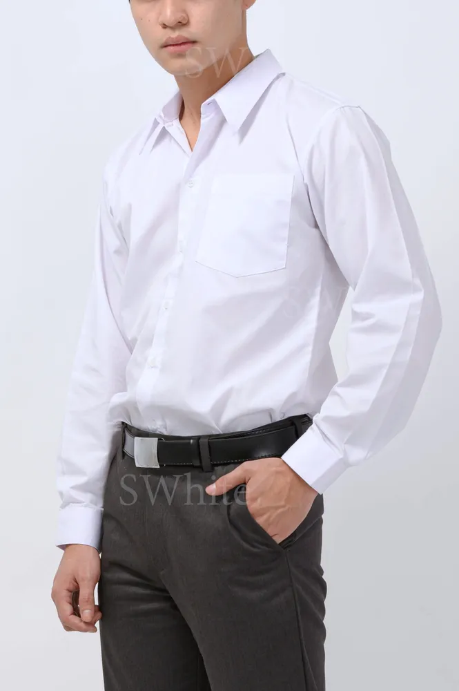 เสื้อนิสิต/นักศึกษาชาย แขนยาว สีขาว