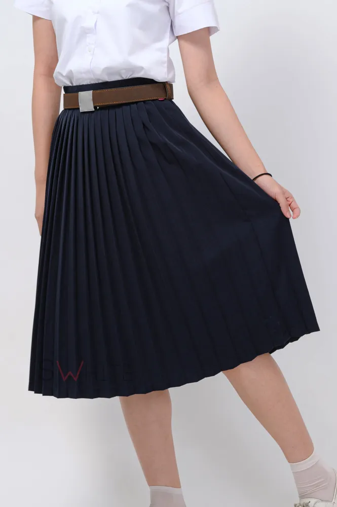 กระโปรงพลีทนิสิต/นักศึกษา สีกรม